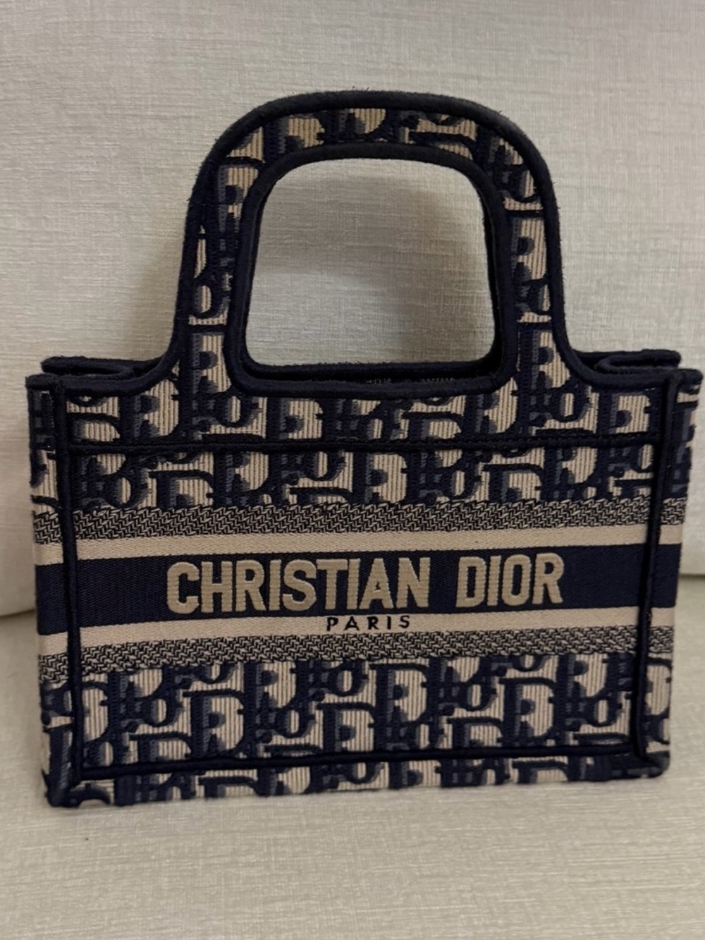 Dior Navy & Beige Signature Oblique Mini Tote